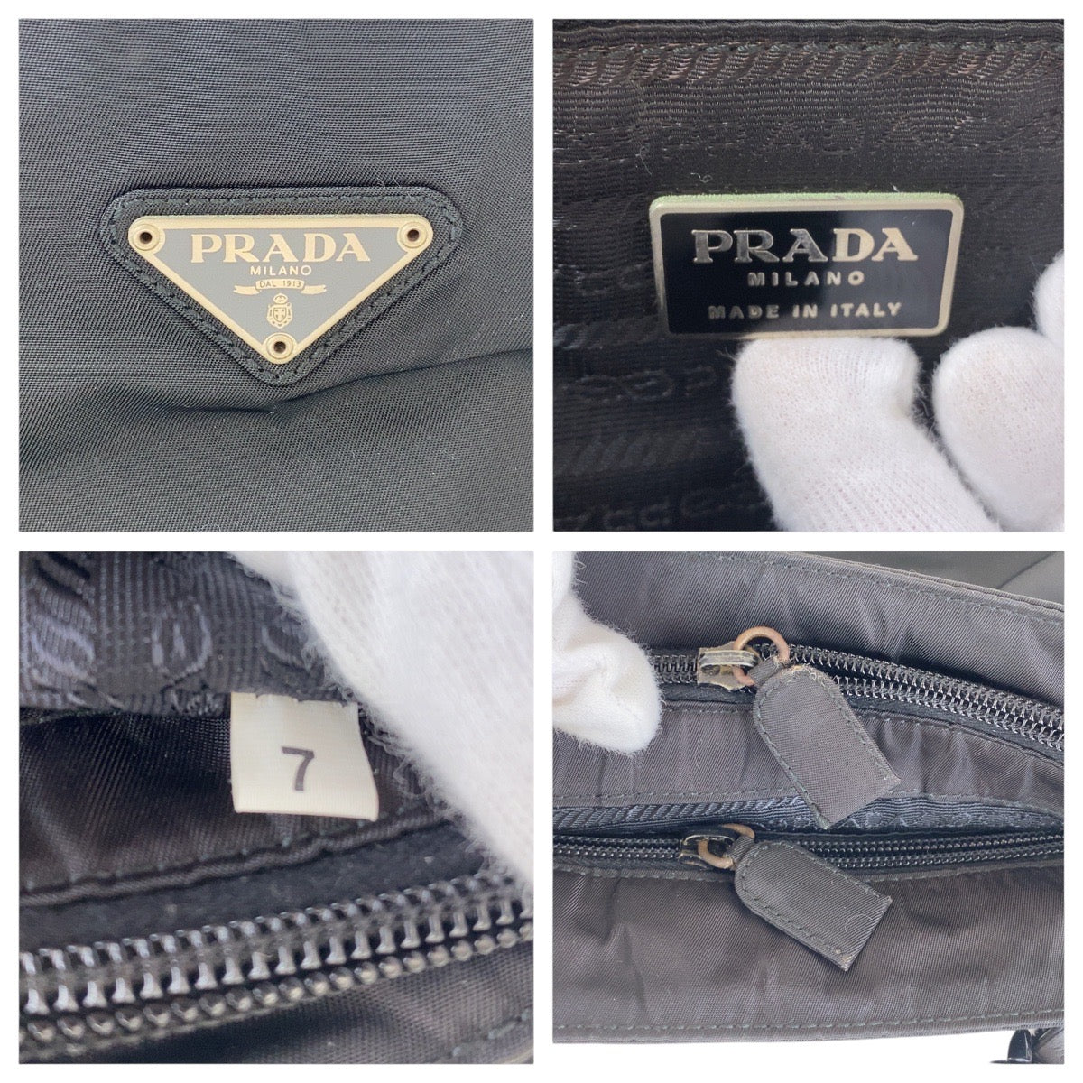 PRADA Shoulder Bag Nylon black Test Triangle With logo