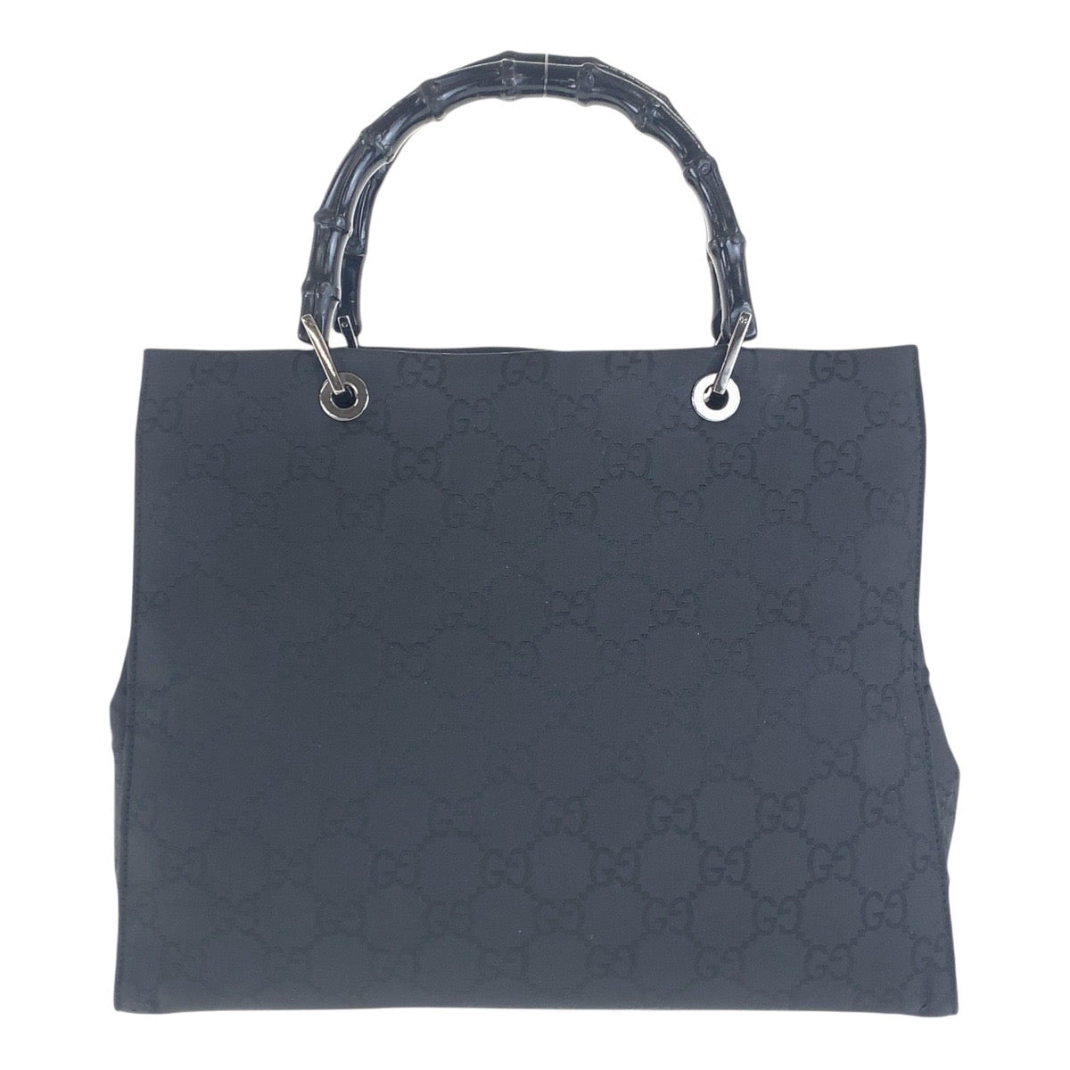 GUCCI Tote Bag 002 1010 GG canvas Black SilverMetal Bamboo