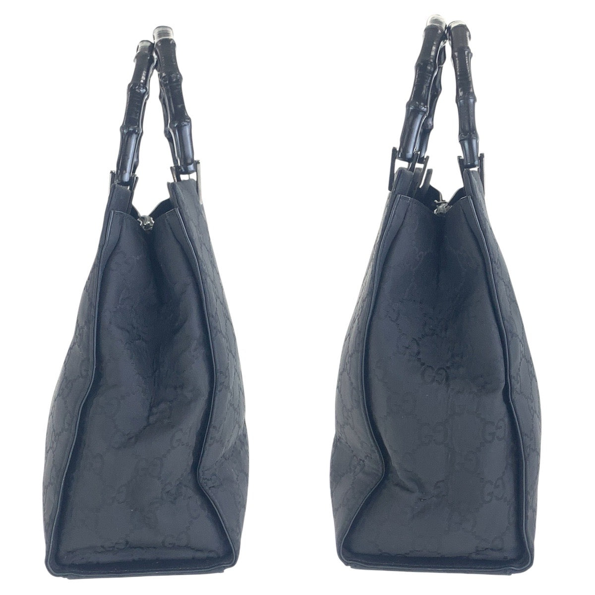 GUCCI Tote Bag 002 1010 GG canvas Black SilverMetal Bamboo