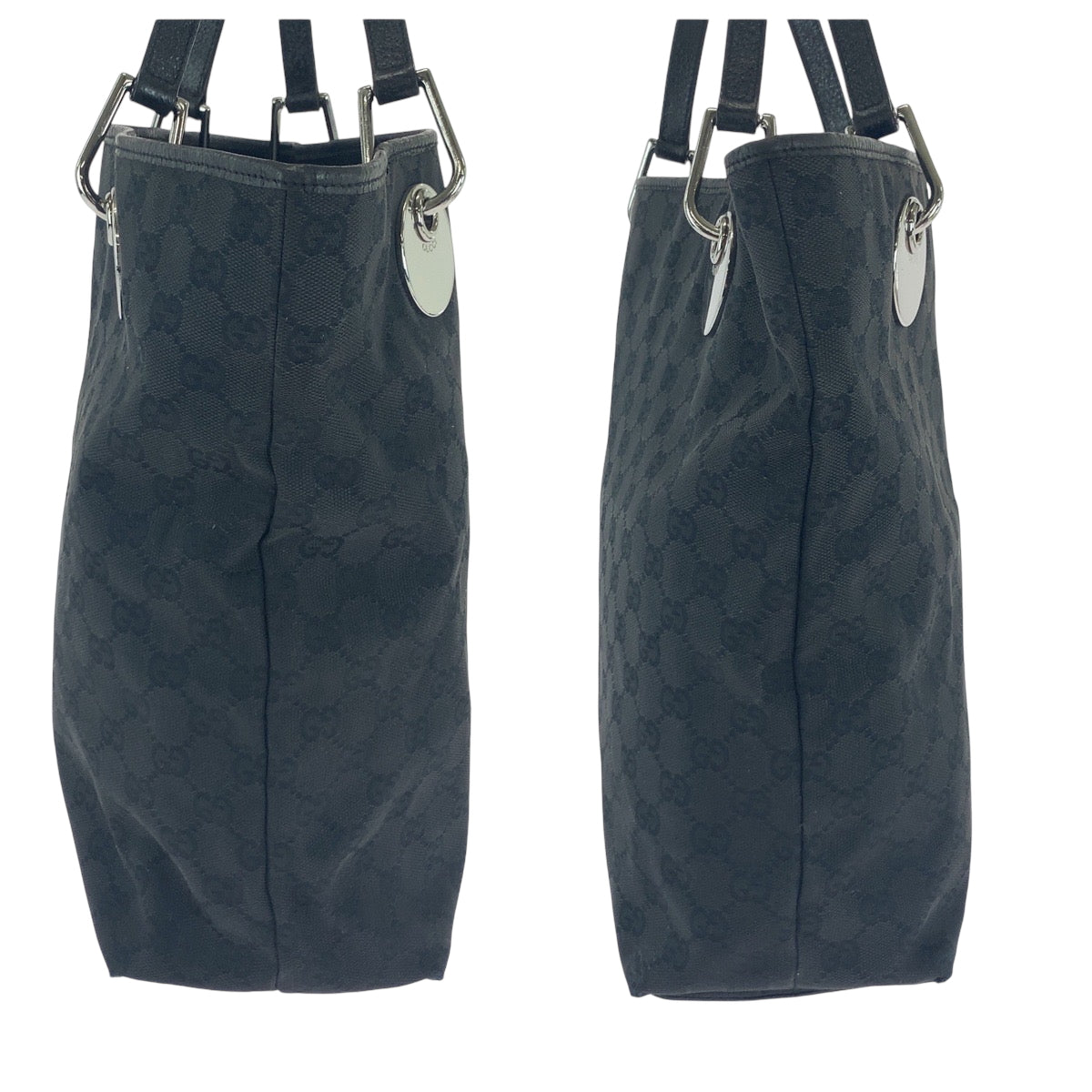 GUCCI Tote Bag 10836 GG canvas Black SilverMetal