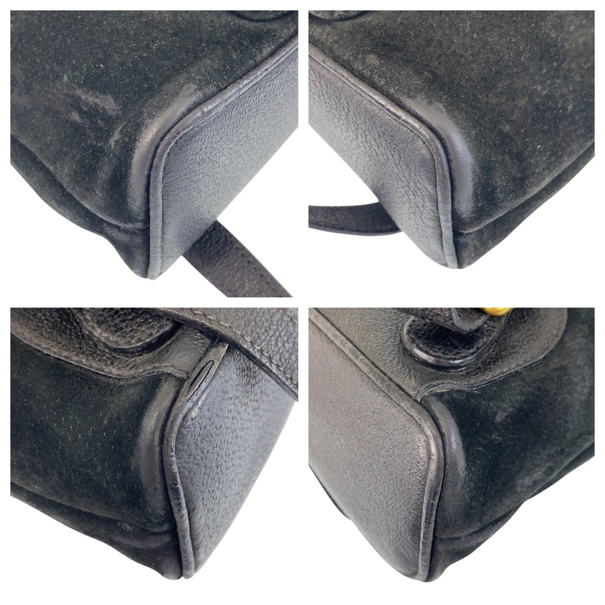 GUCCI Backpack 003 1705 0030 Suede Black GoldMetal Bamboo