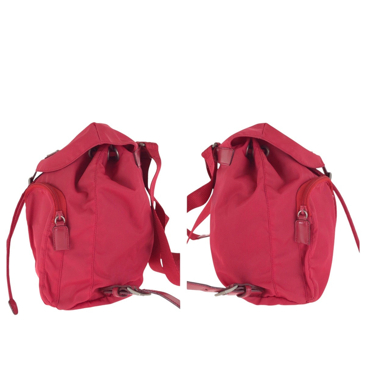 PRADA Backpack Nylon Red Test Triangle With logo