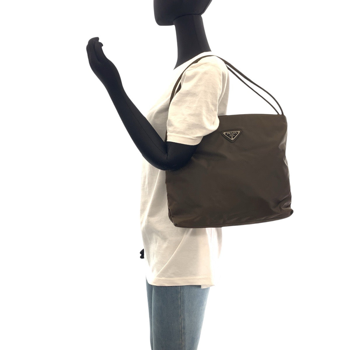 PRADA Shoulder Bag Nylon Brown Test Triangle With logo