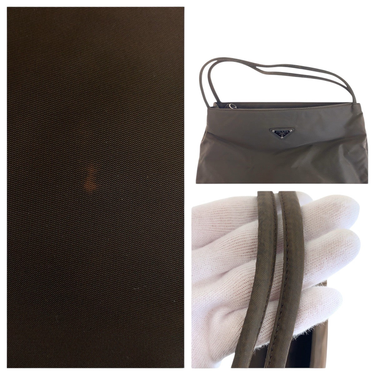 PRADA Shoulder Bag Nylon Brown Test Triangle With logo