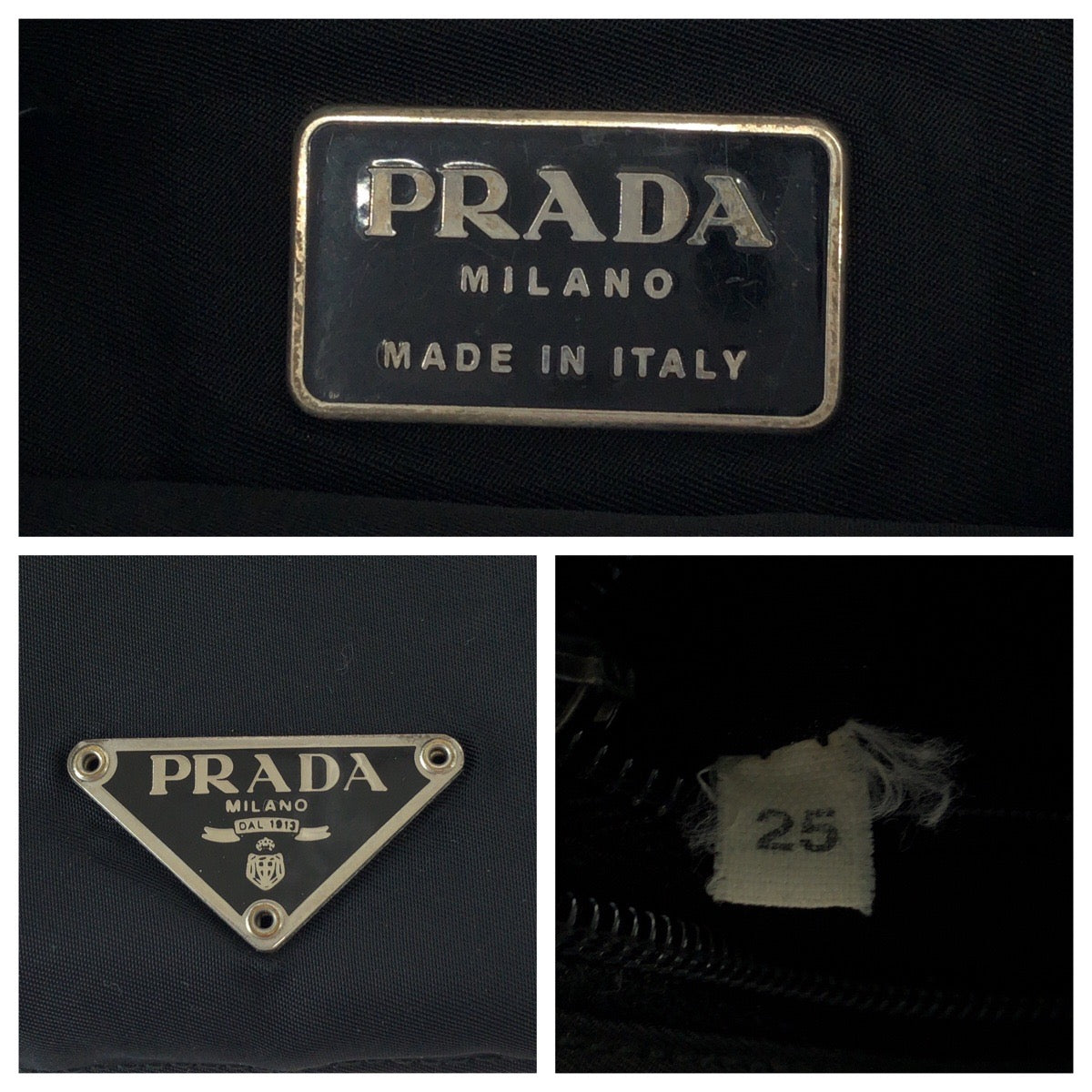PRADA Shoulder Bag Nylon Black SilverMetal Test Triangle With logo