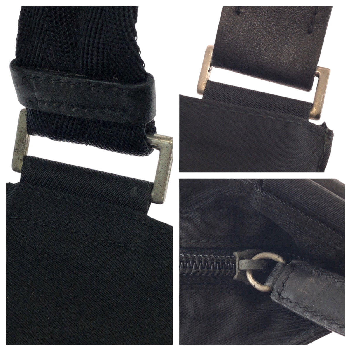 PRADA Shoulder Bag Nylon Black SilverMetal Test Triangle With logo