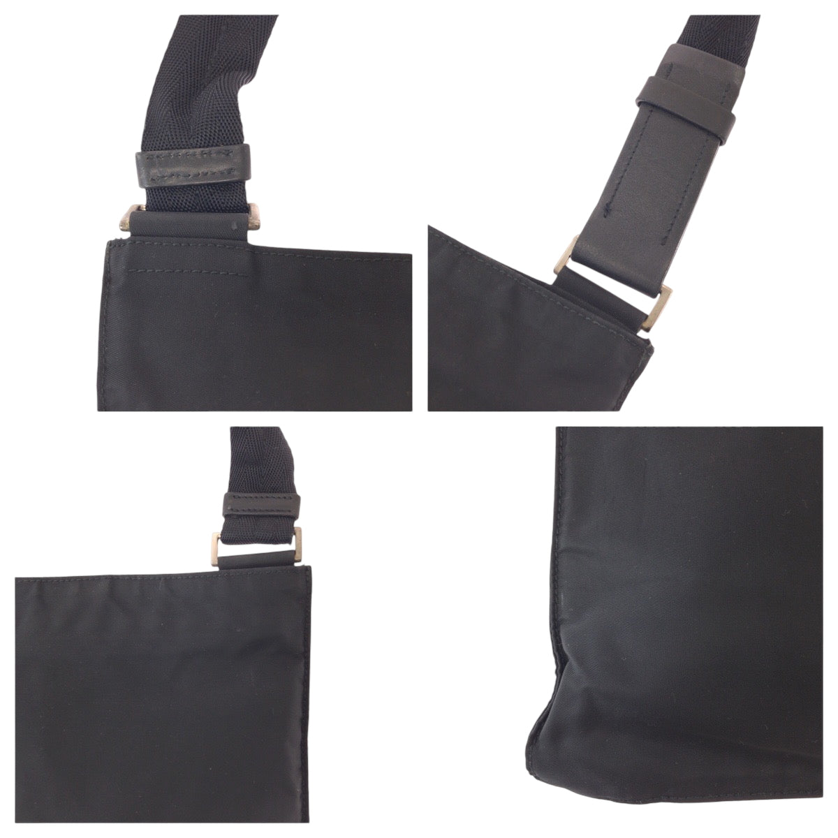 PRADA Shoulder Bag Nylon Black SilverMetal Test Triangle With logo