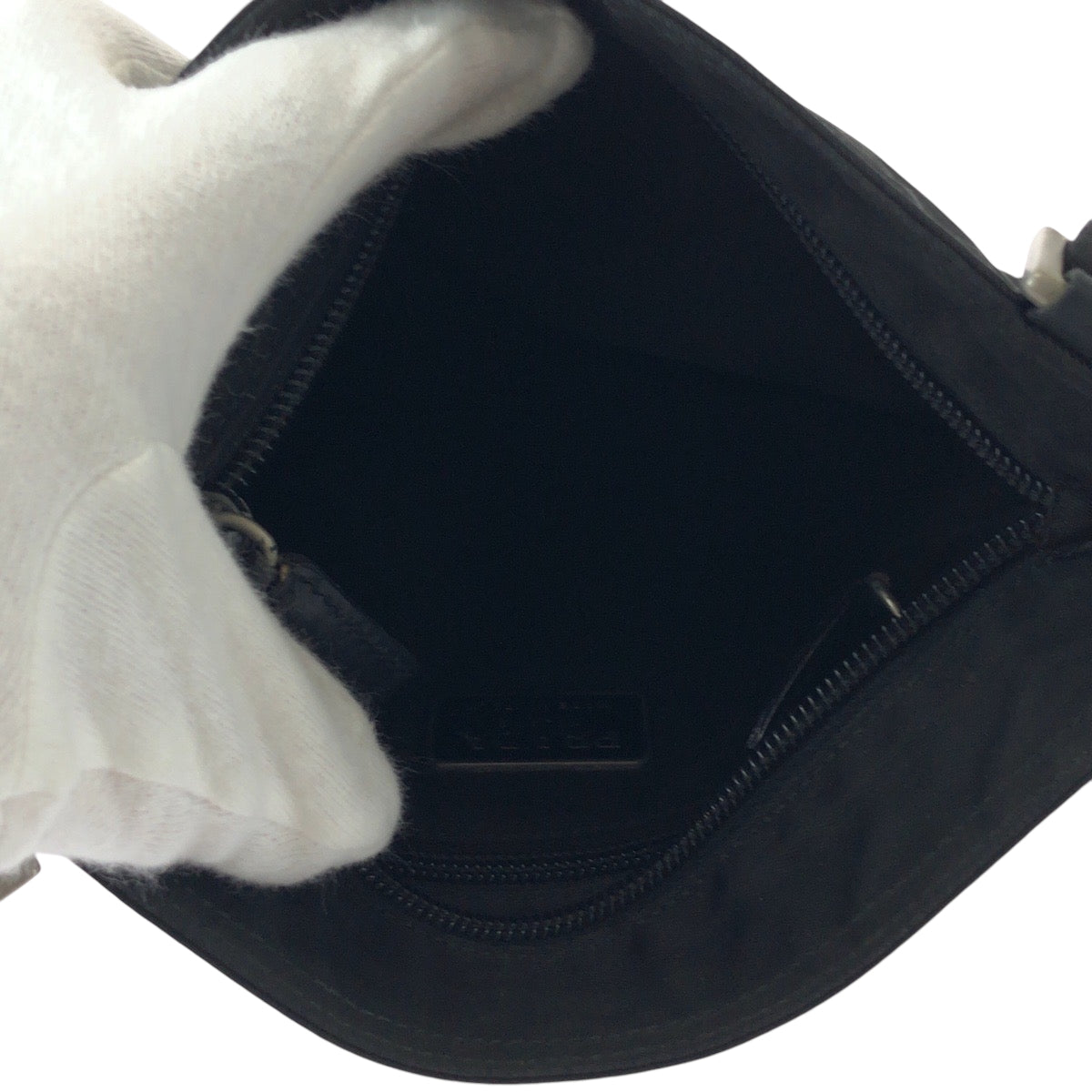 PRADA Shoulder Bag Nylon Black SilverMetal Test Triangle With logo