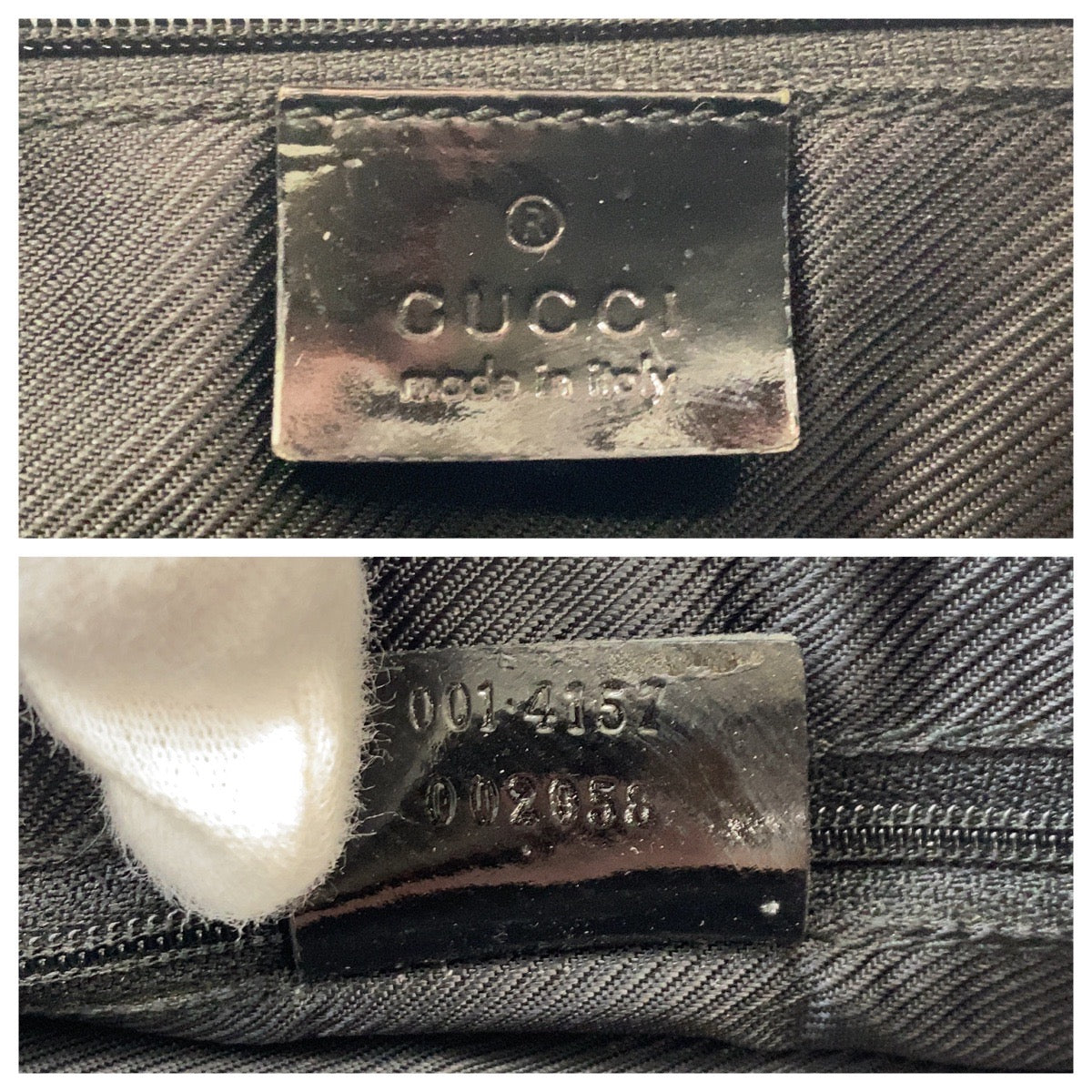 GUCCI Shoulder Bag 001 4157 GG canvas Black GoldMetal