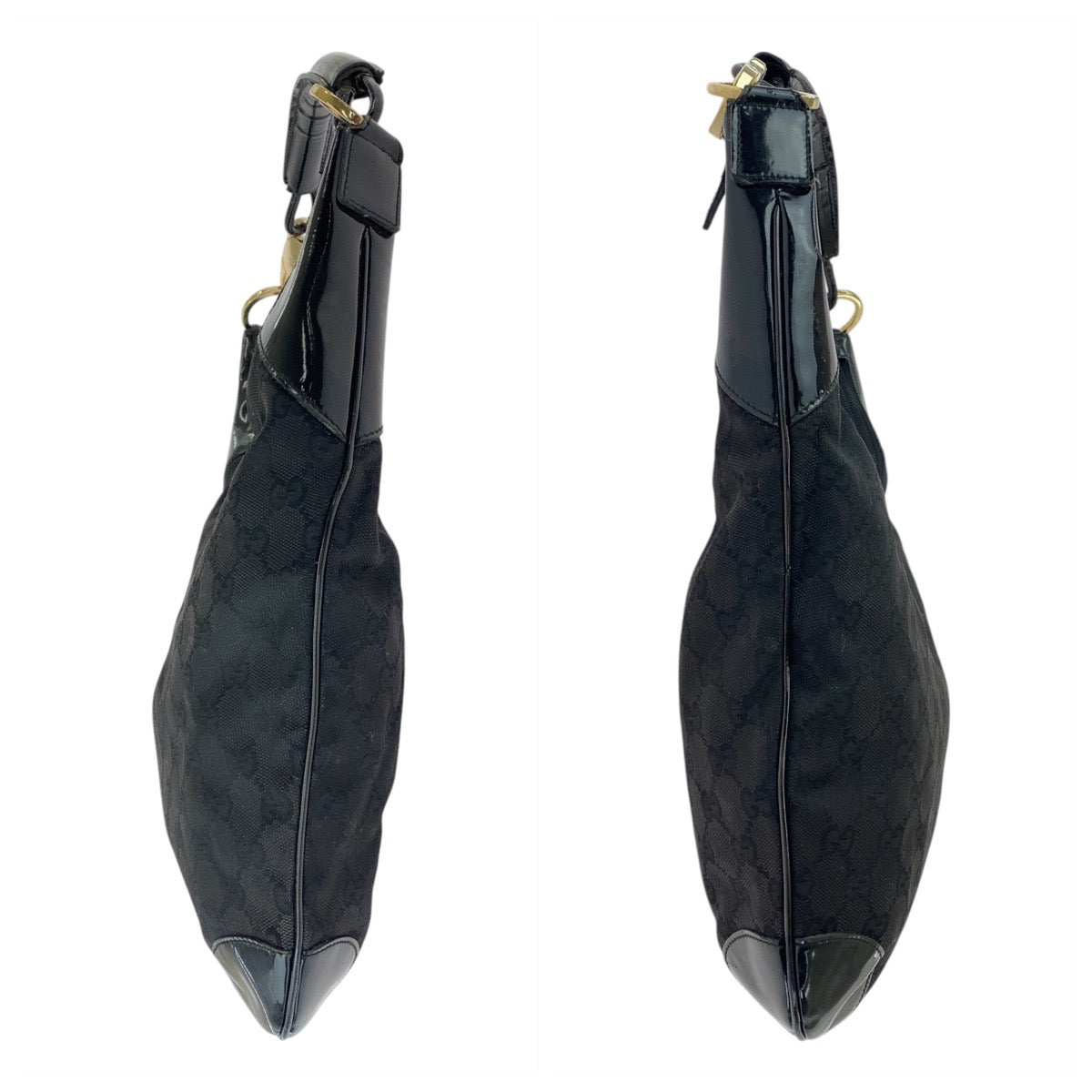 GUCCI Shoulder Bag 001 4157 GG canvas Black GoldMetal