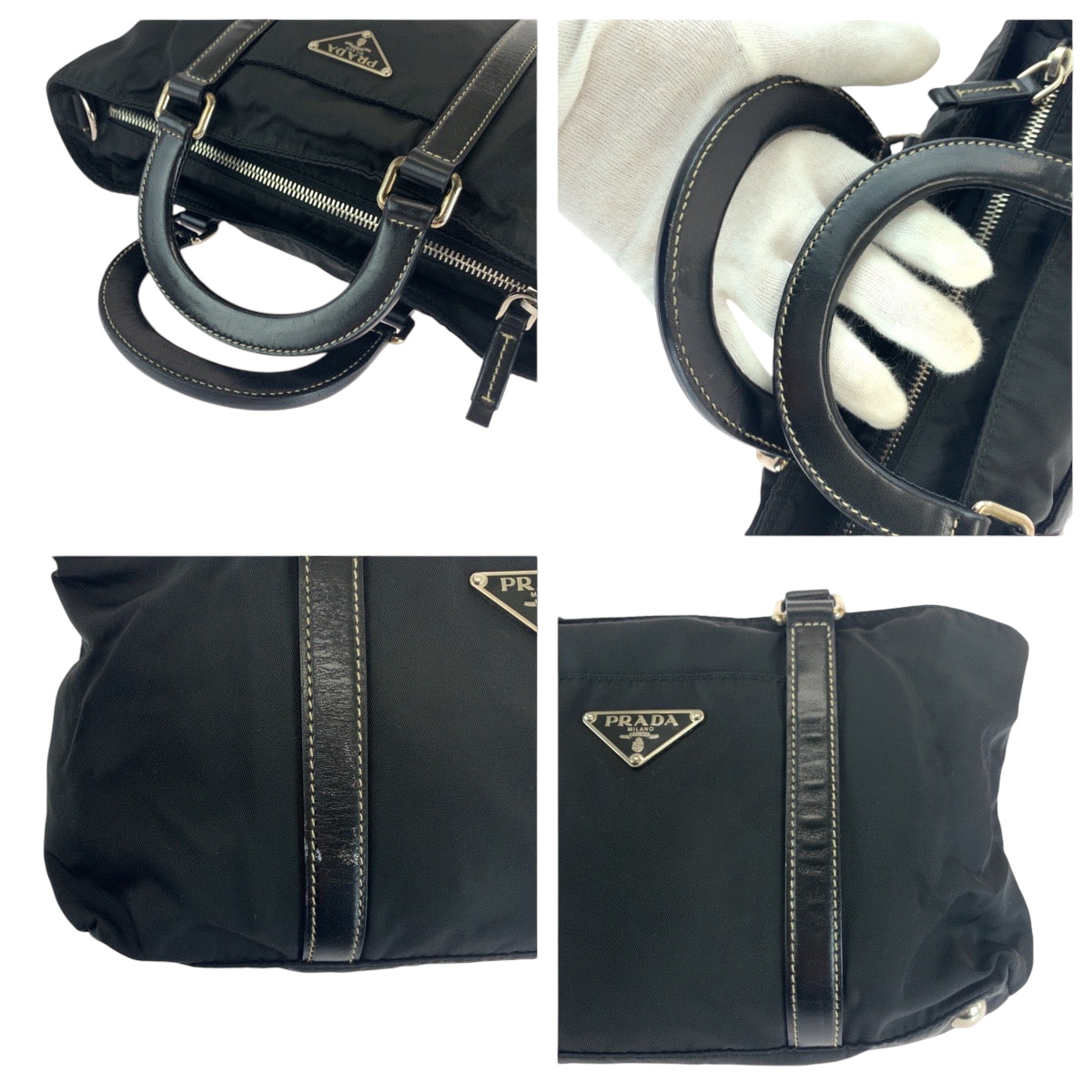 PRADA Shoulder Bag BN1052 Nylon Black SilverMetal Test Triangle With logo