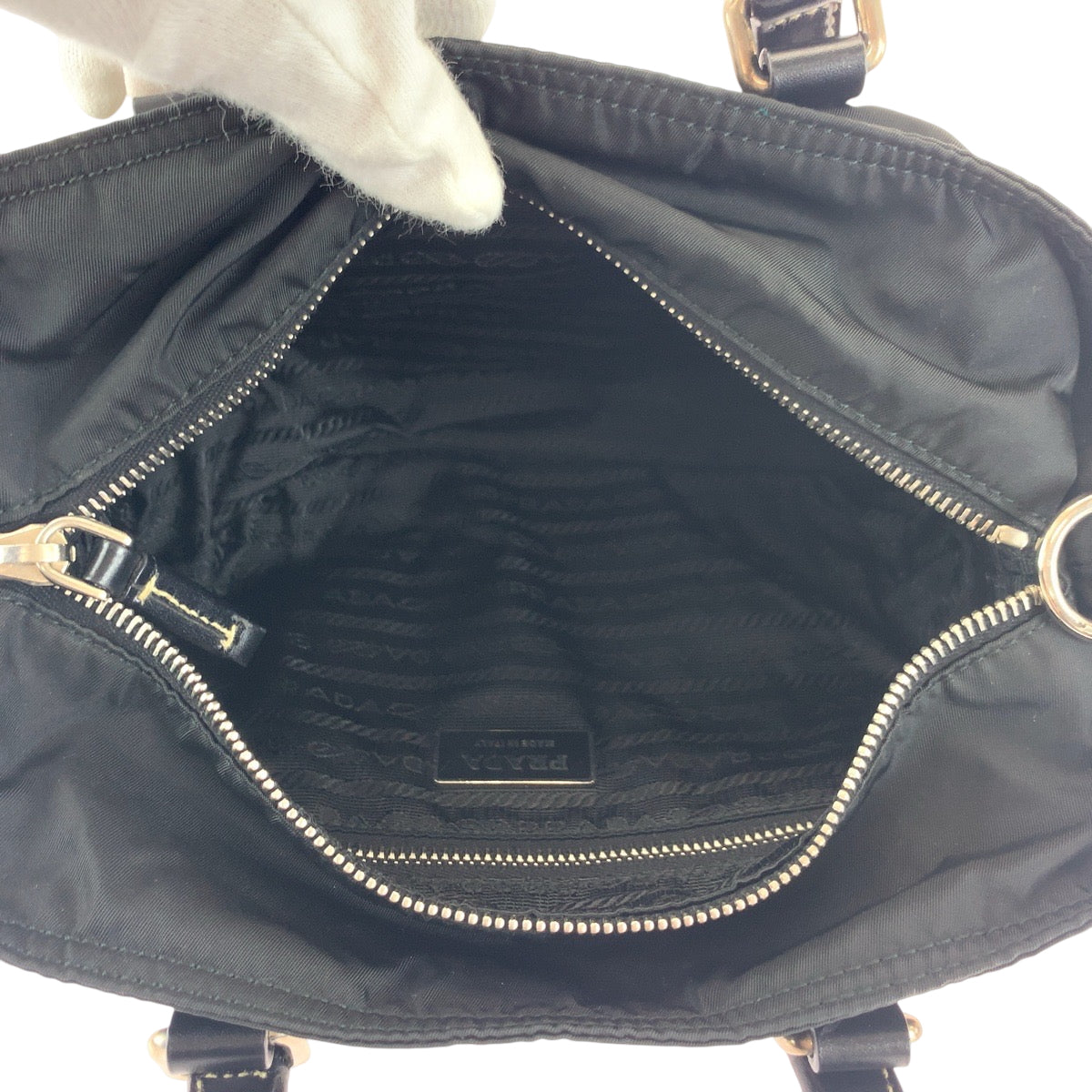 PRADA Shoulder Bag BN1052 Nylon Black SilverMetal Test Triangle With logo