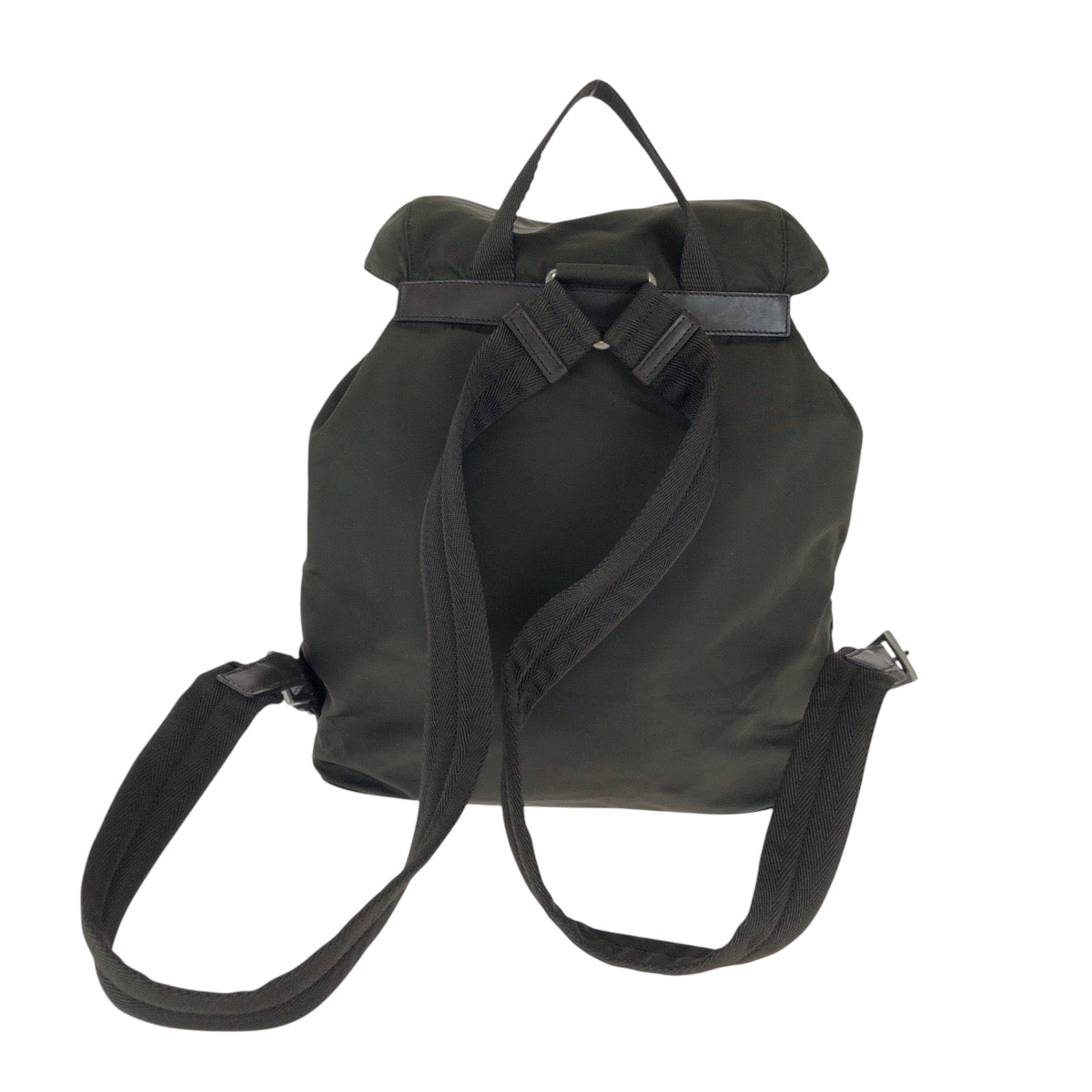 PRADA Backpack Nylon Khaki Brown SilverMetal Test Triangle With logo