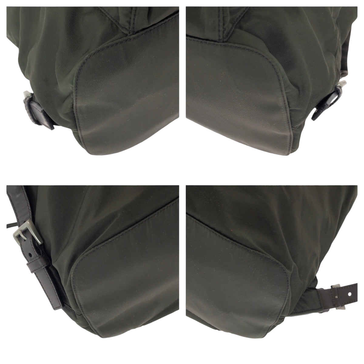 PRADA Backpack Nylon Khaki Brown SilverMetal Test Triangle With logo
