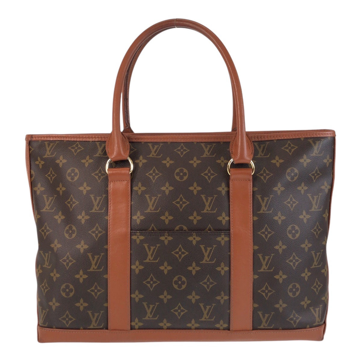 LOUIS VUITTON Tote Bag M42425 PVC Brown Gold Metal Monogram Weekend PM