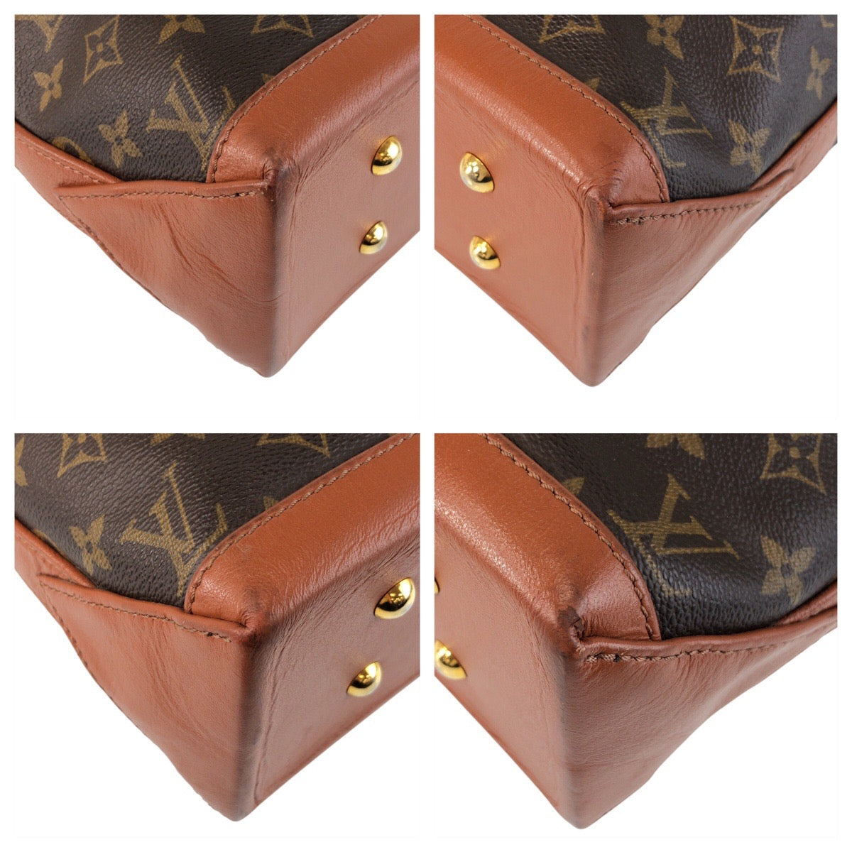 LOUIS VUITTON Tote Bag M42425 PVC Brown Gold Metal Monogram Weekend PM