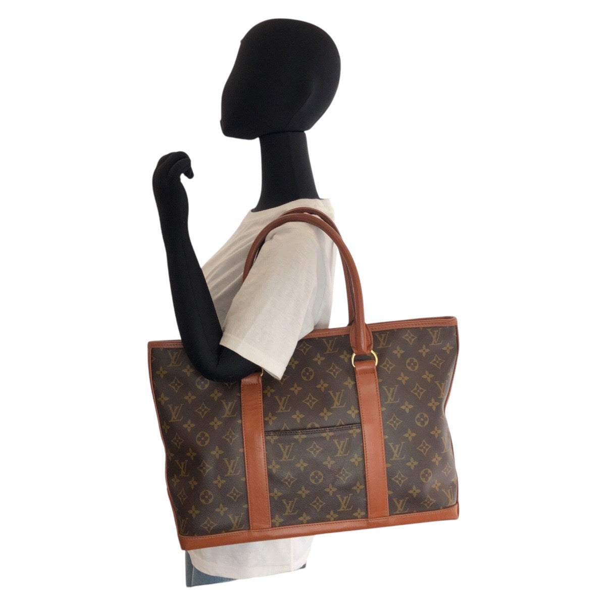 LOUIS VUITTON Tote Bag M42425 PVC Brown Gold Metal Monogram Weekend PM