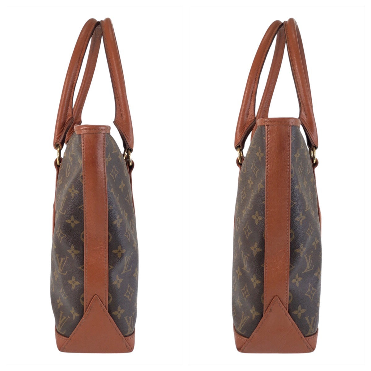 LOUIS VUITTON Tote Bag M42425 PVC Brown Gold Metal Monogram Weekend PM