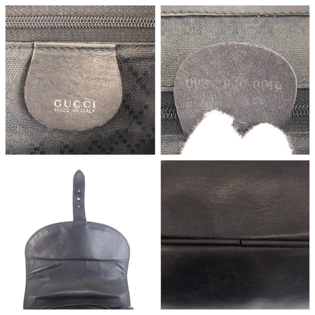 GUCCI Backpack 006 2040 0016 leather Black GoldMetal Bamboo