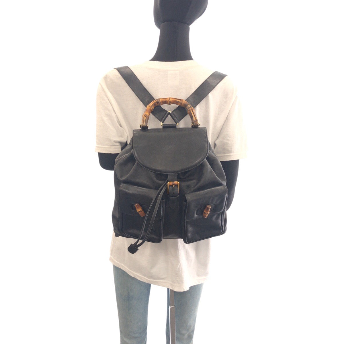 GUCCI Backpack 006 2040 0016 leather Black GoldMetal Bamboo