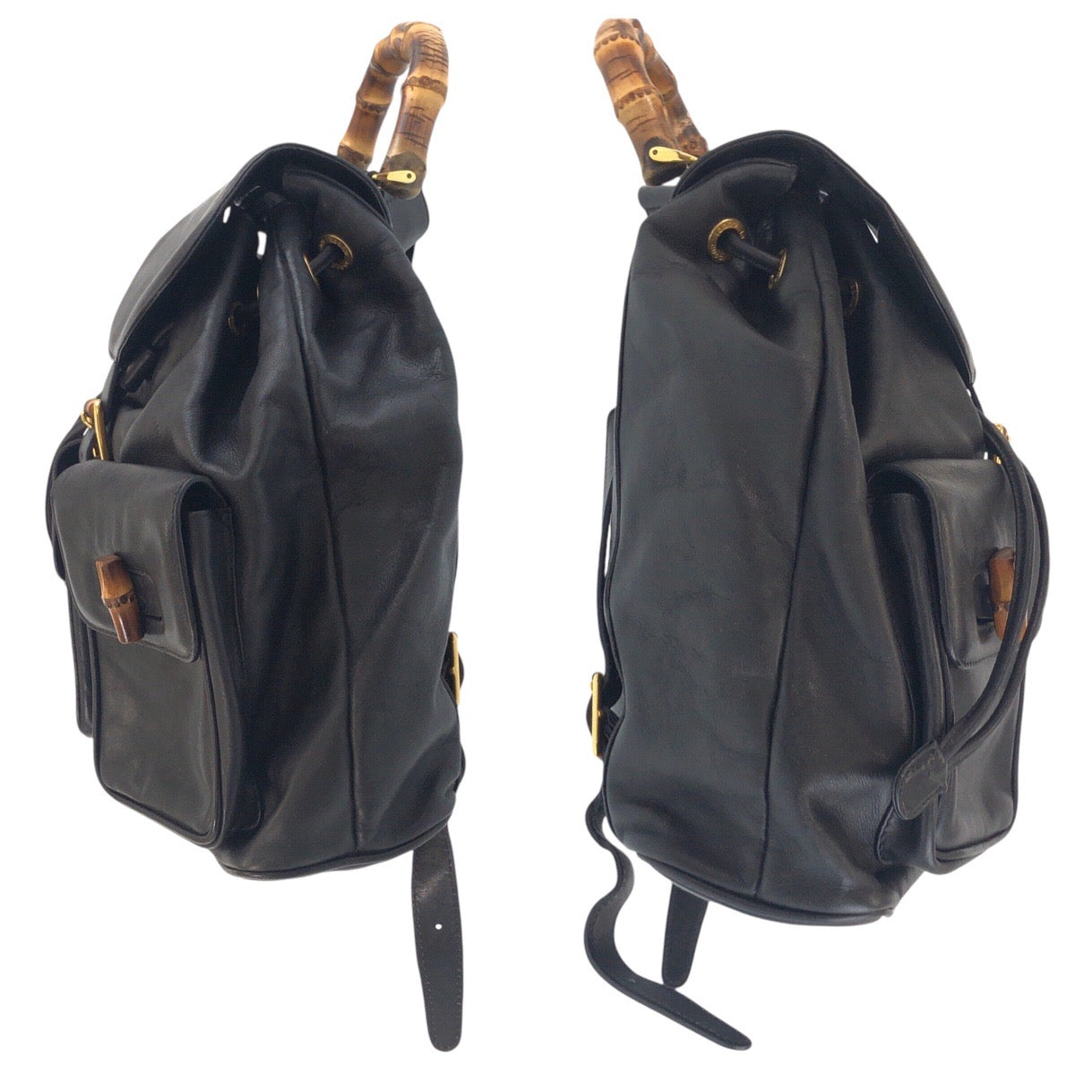 GUCCI Backpack 006 2040 0016 leather Black GoldMetal Bamboo