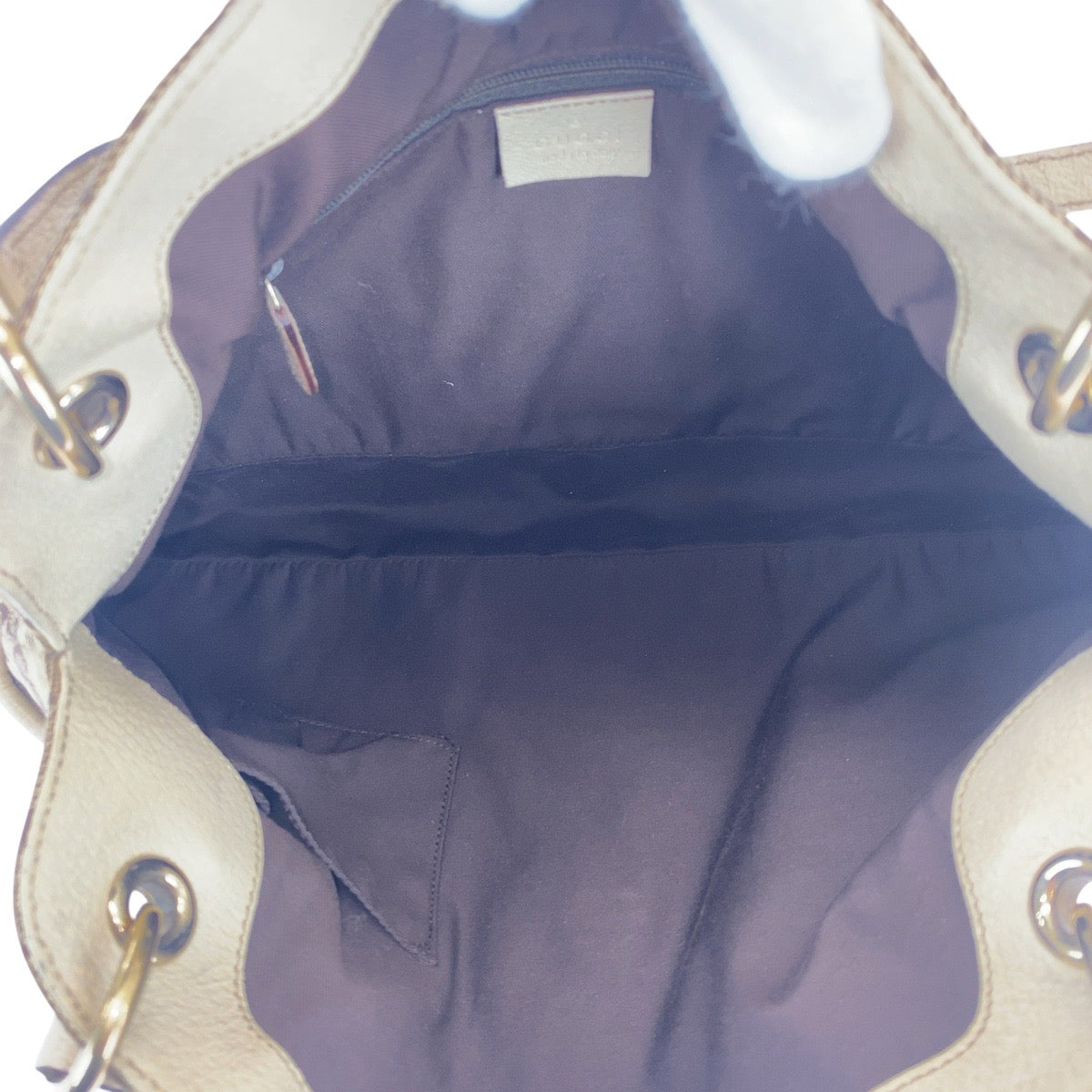 GUCCI Tote Bag GG canvas Beige Ivory Gold Metal