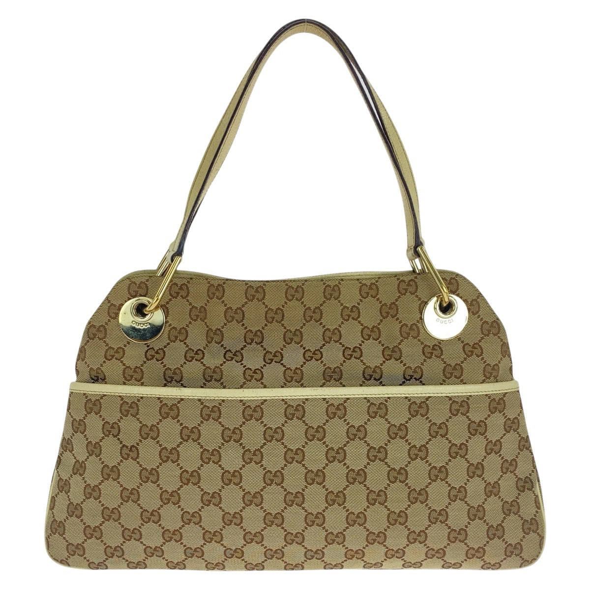 GUCCI Tote Bag GG canvas Beige Ivory Gold Metal