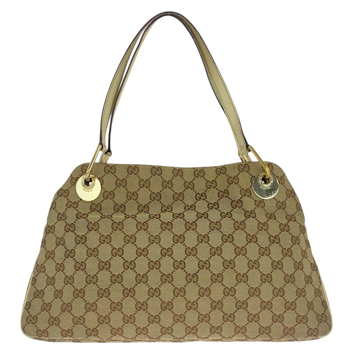GUCCI Tote Bag GG canvas Beige Ivory Gold Metal
