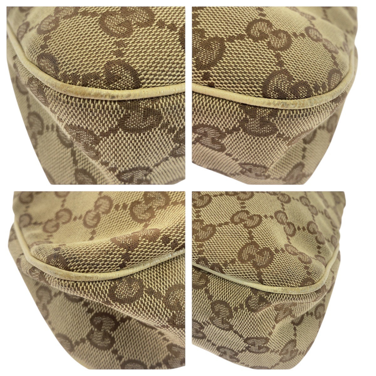 GUCCI Tote Bag GG canvas Beige Ivory Gold Metal