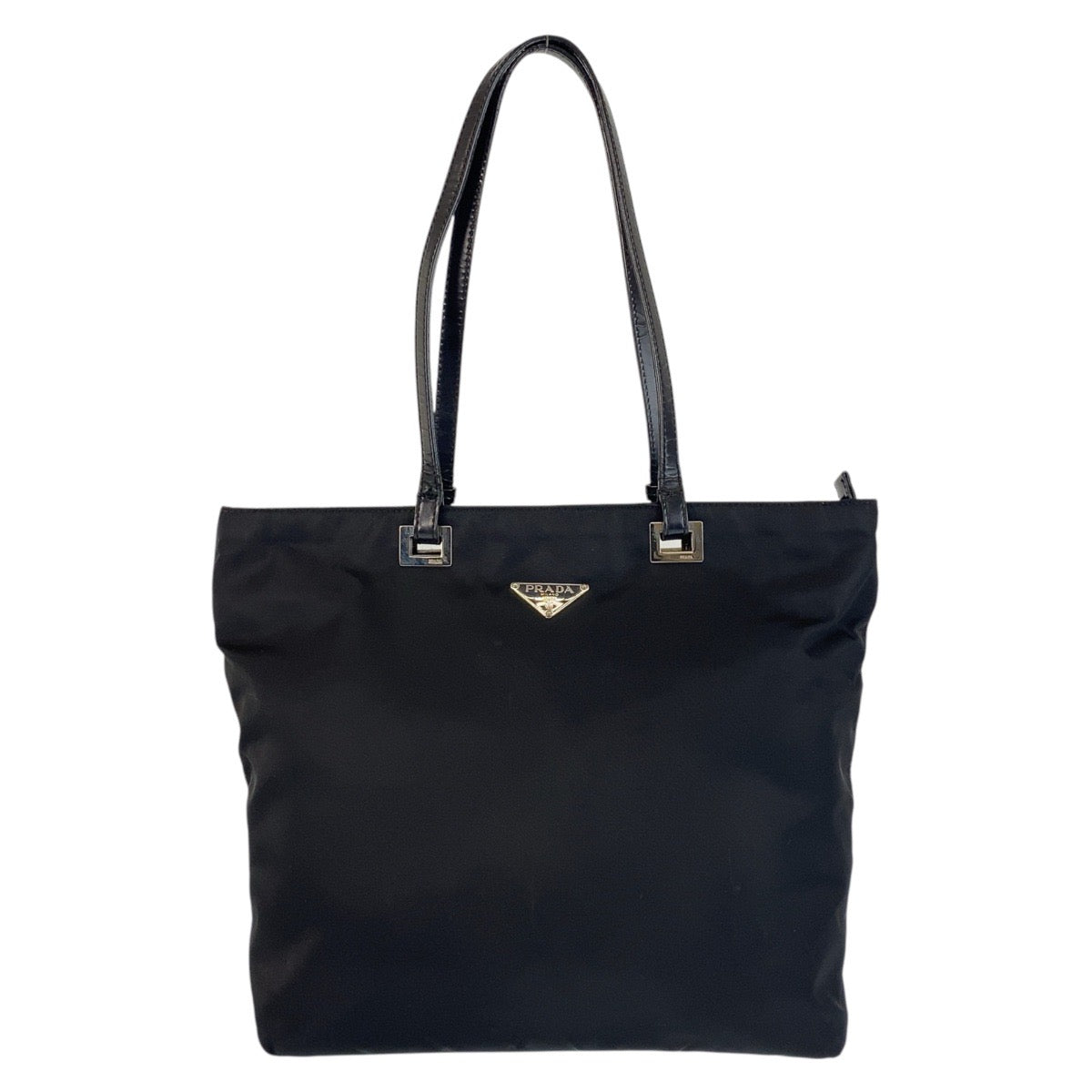 PRADA Tote Bag Nylon Black SilverMetal Test Triangle With logo