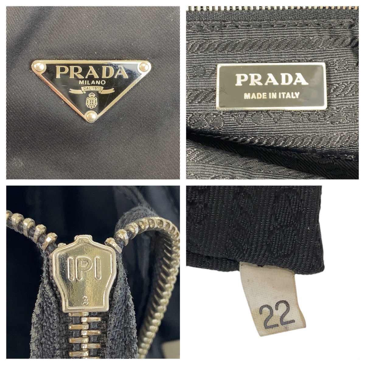 PRADA Tote Bag Nylon Black SilverMetal Test Triangle With logo