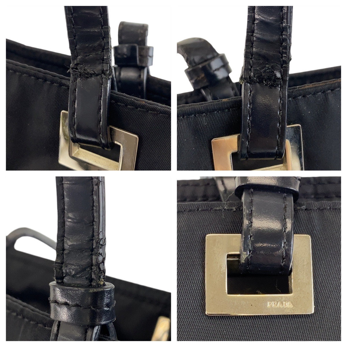 PRADA Tote Bag Nylon Black SilverMetal Test Triangle With logo
