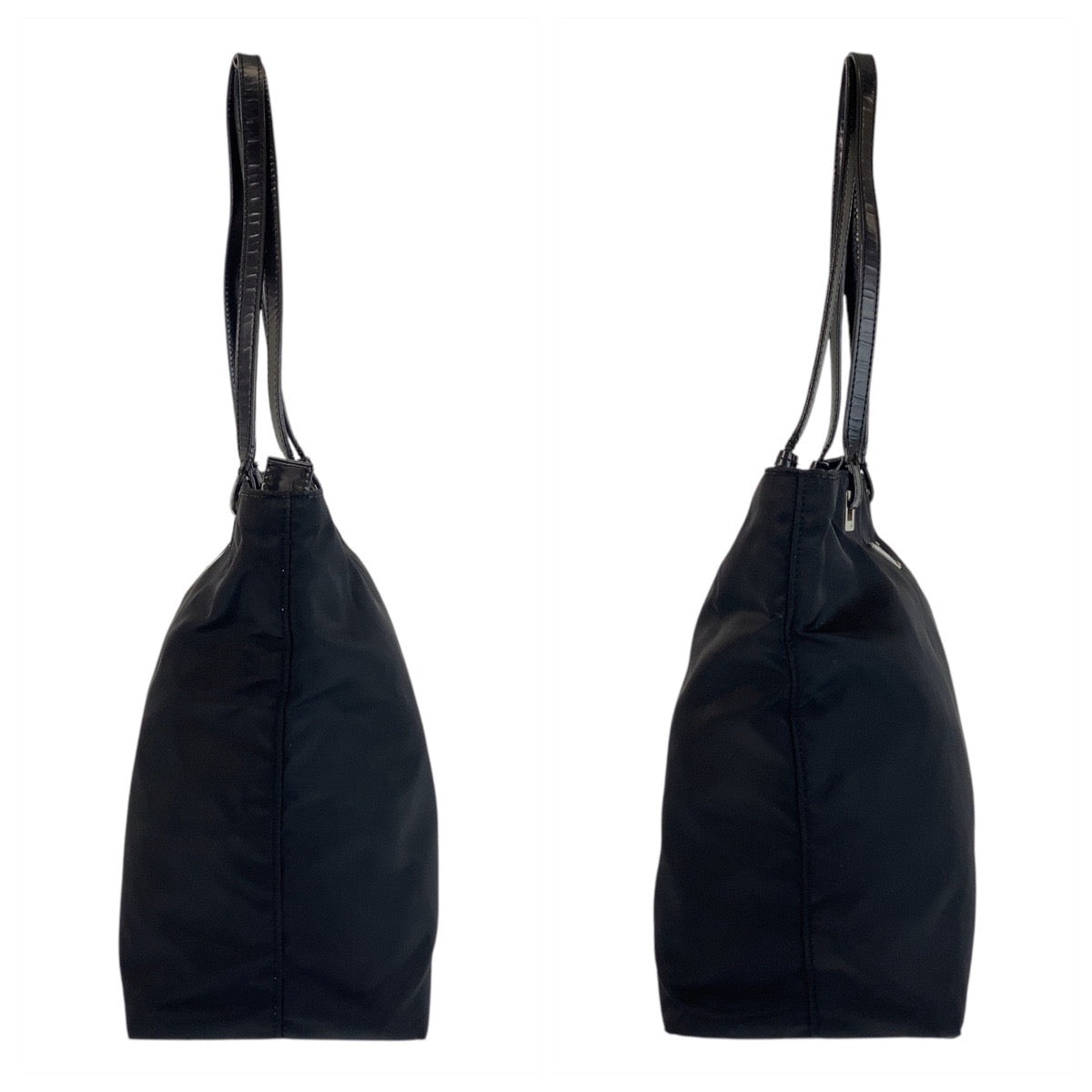 PRADA Tote Bag Nylon Black SilverMetal Test Triangle With logo
