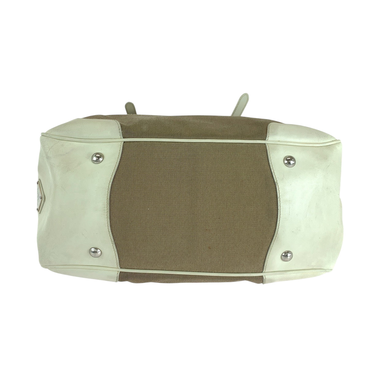 PRADA Handbag canvas Brown Logo jacquard