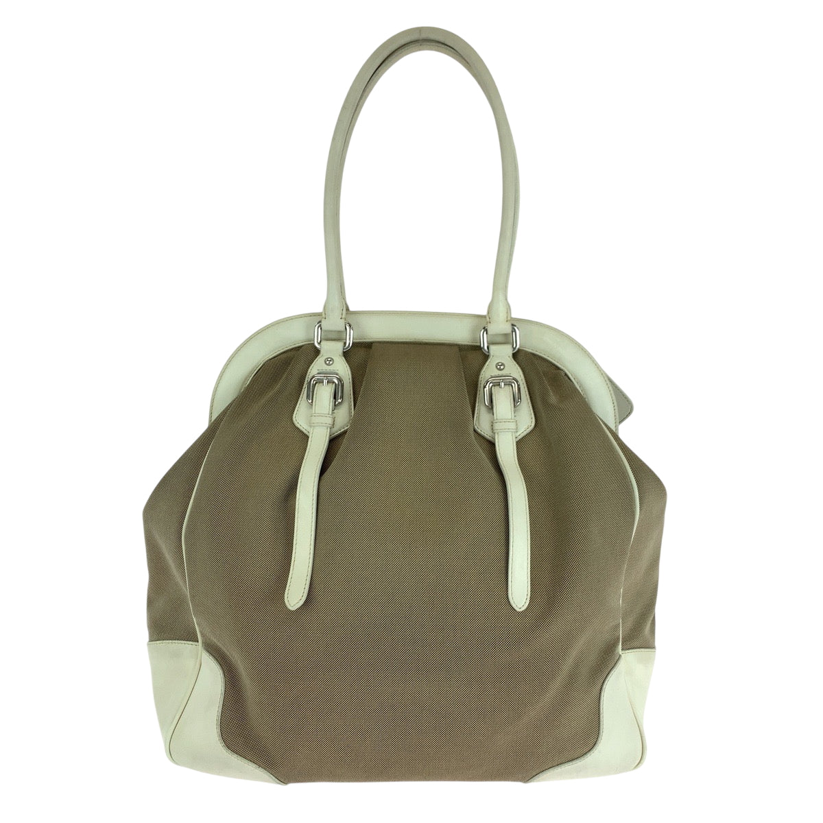 PRADA Handbag canvas Brown Logo jacquard
