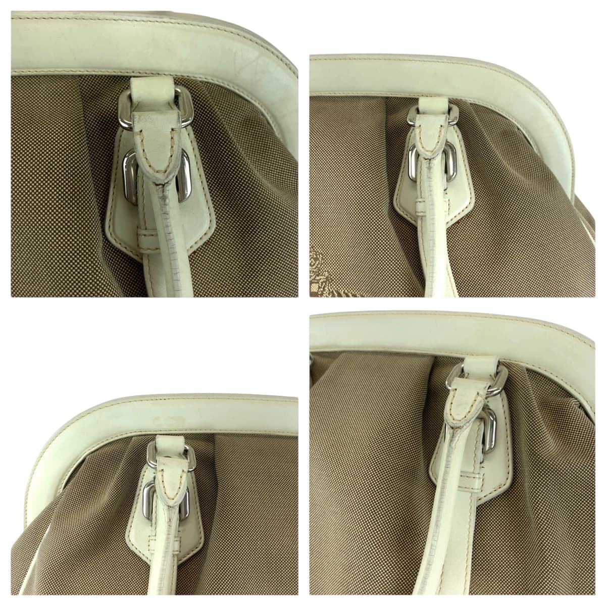 PRADA Handbag canvas Brown Logo jacquard