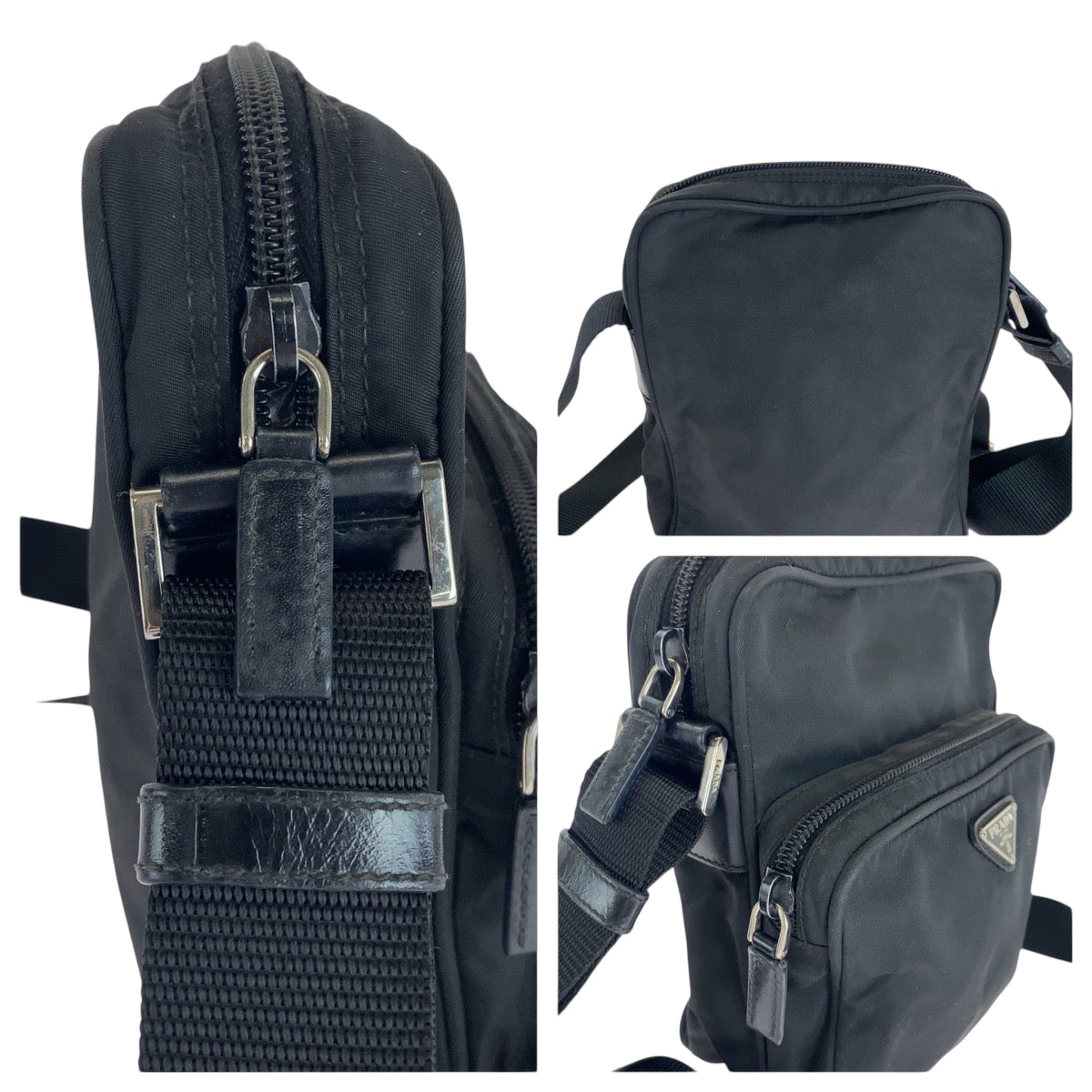 PRADA Shoulder Bag BT0169 Nylon Black SilverMetal Test Triangle With logo