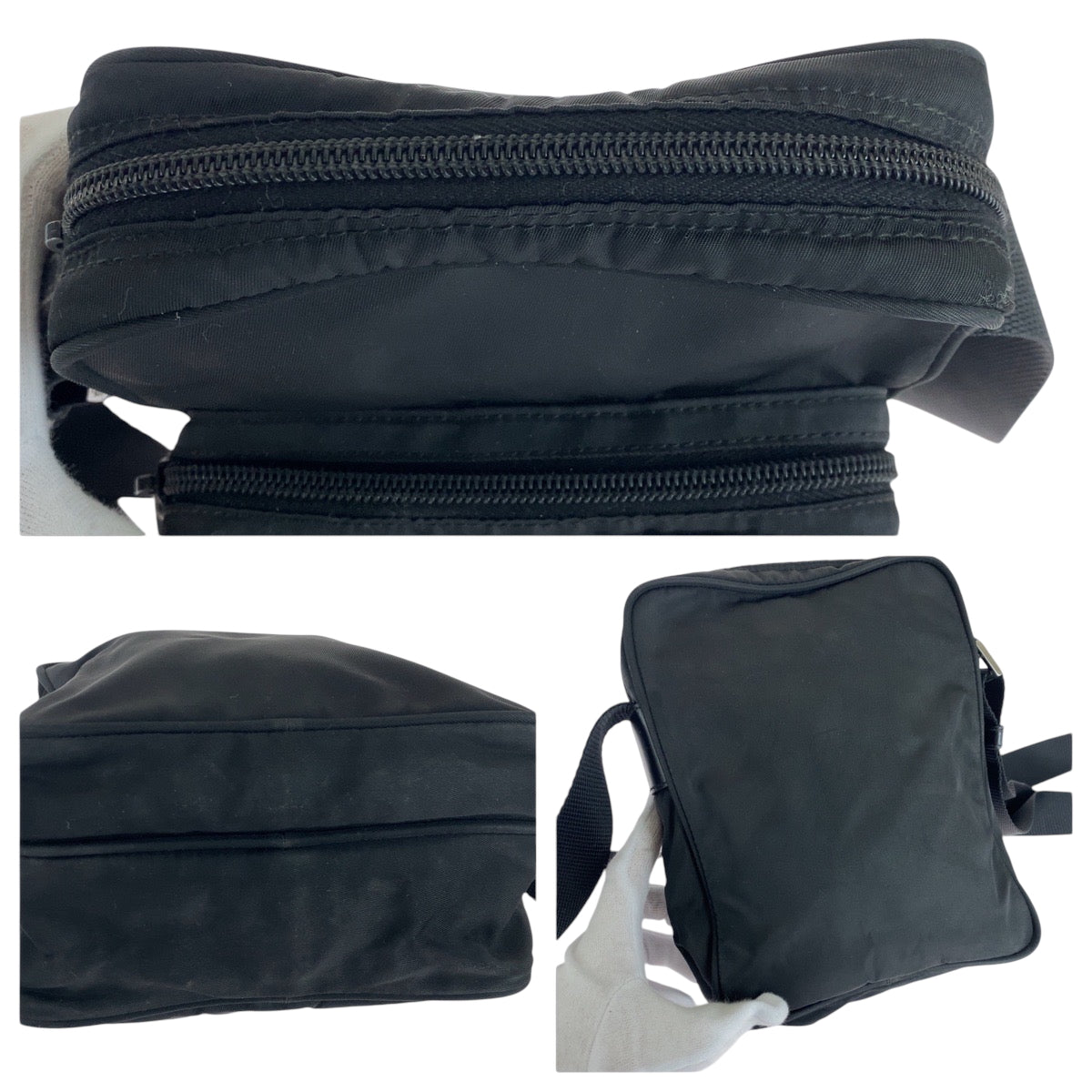 PRADA Shoulder Bag BT0169 Nylon Black SilverMetal Test Triangle With logo