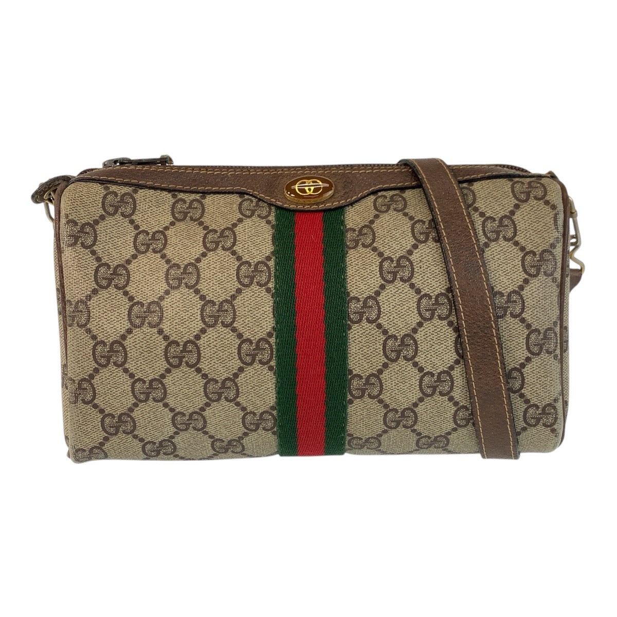 GUCCI Shoulder Bag 41 004 4465 GG Supreme Canvas Beige Brown Gold Metal Sherry Line Old Gucci