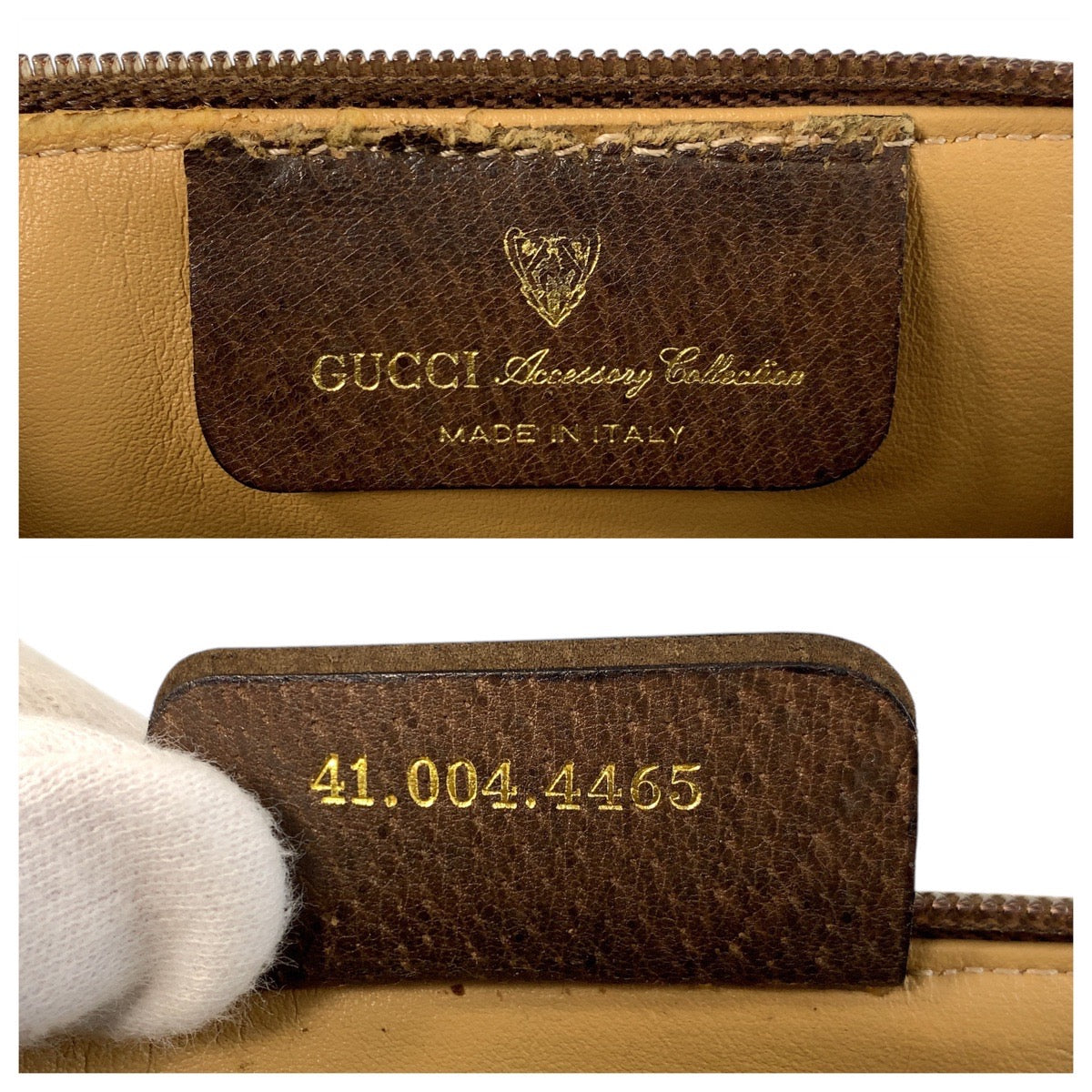 GUCCI Shoulder Bag 41 004 4465 GG Supreme Canvas Beige Brown Gold Metal Sherry Line Old Gucci