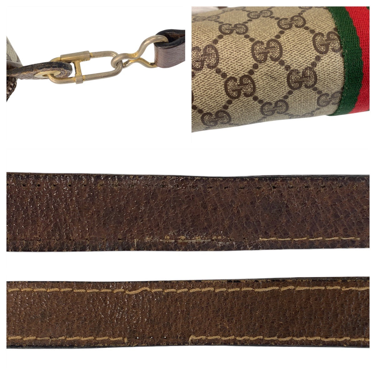 GUCCI Shoulder Bag 41 004 4465 GG Supreme Canvas Beige Brown Gold Metal Sherry Line Old Gucci