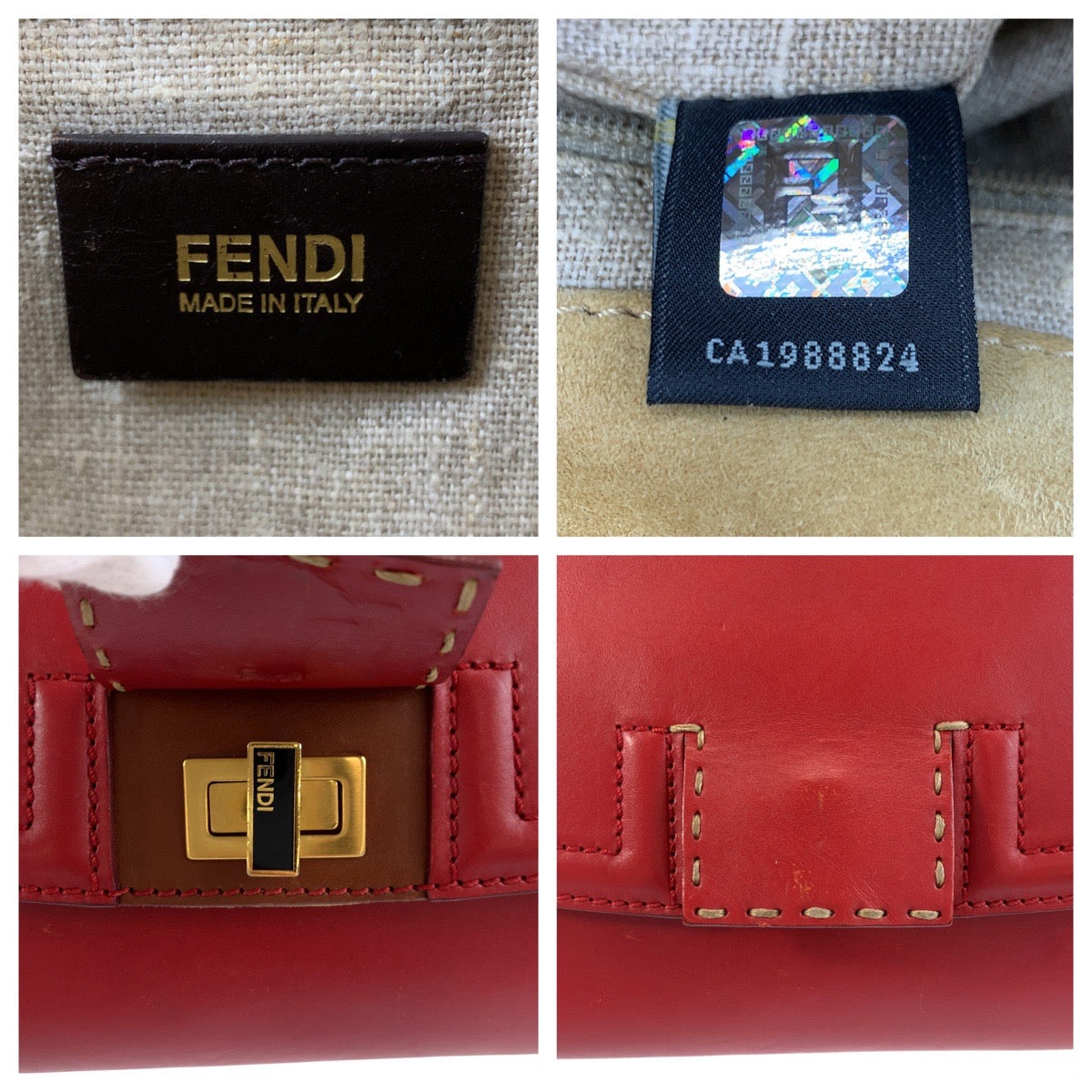 FENDI Handbag leather Red brown Pecan Silvana