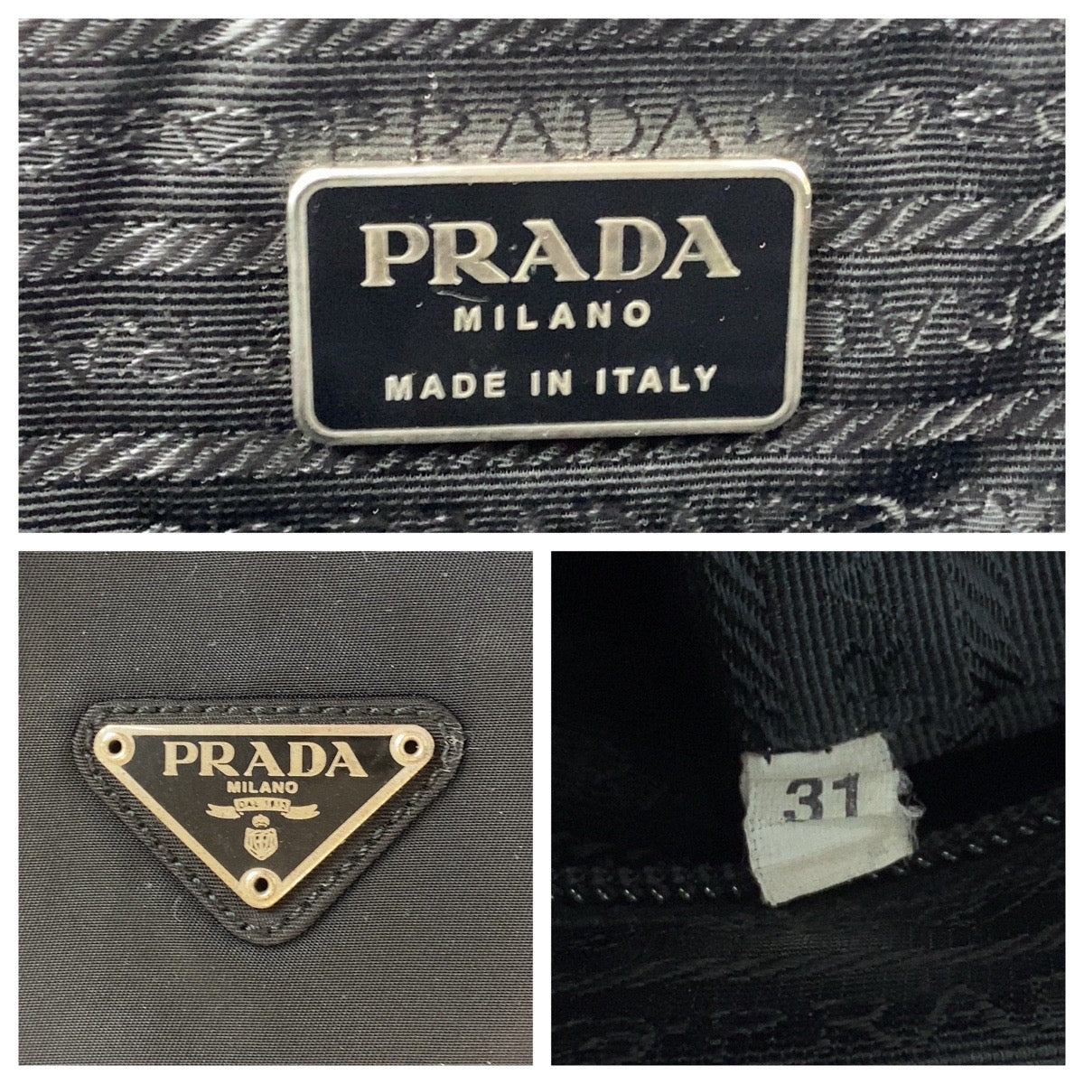 PRADA Tote Bag Nylon Black SilverMetal Test Triangle With logo
