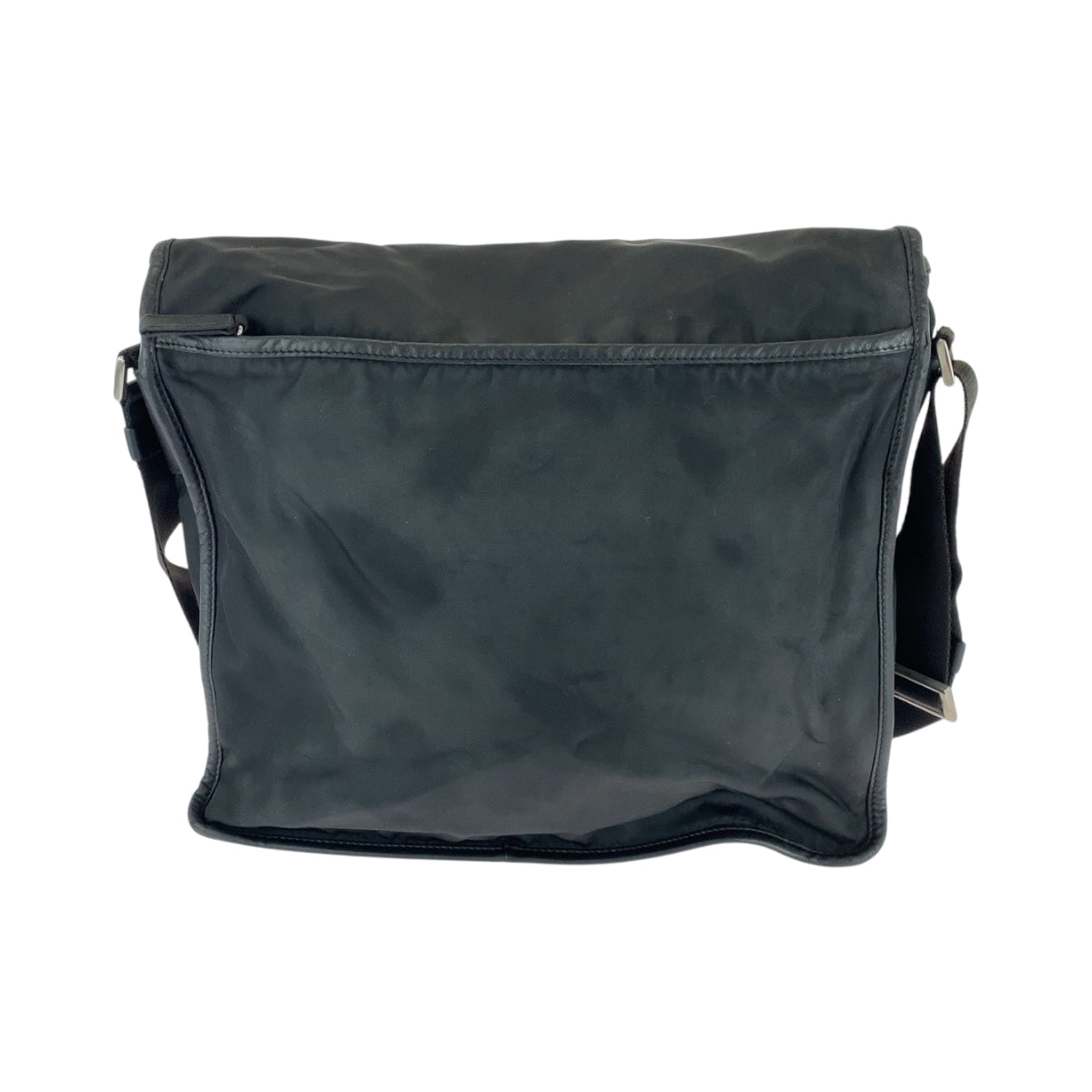 PRADA Shoulder Bag V166 Nylon Black SilverMetal Test Triangle With logo