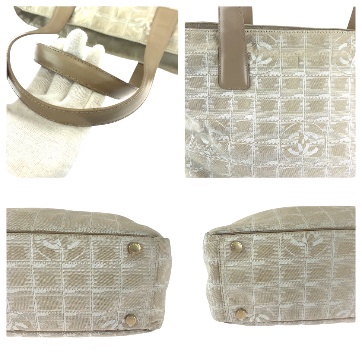 CHANEL Tote Bag Nylon Pink Beige Gold Metal New travel line GM COCO Mark