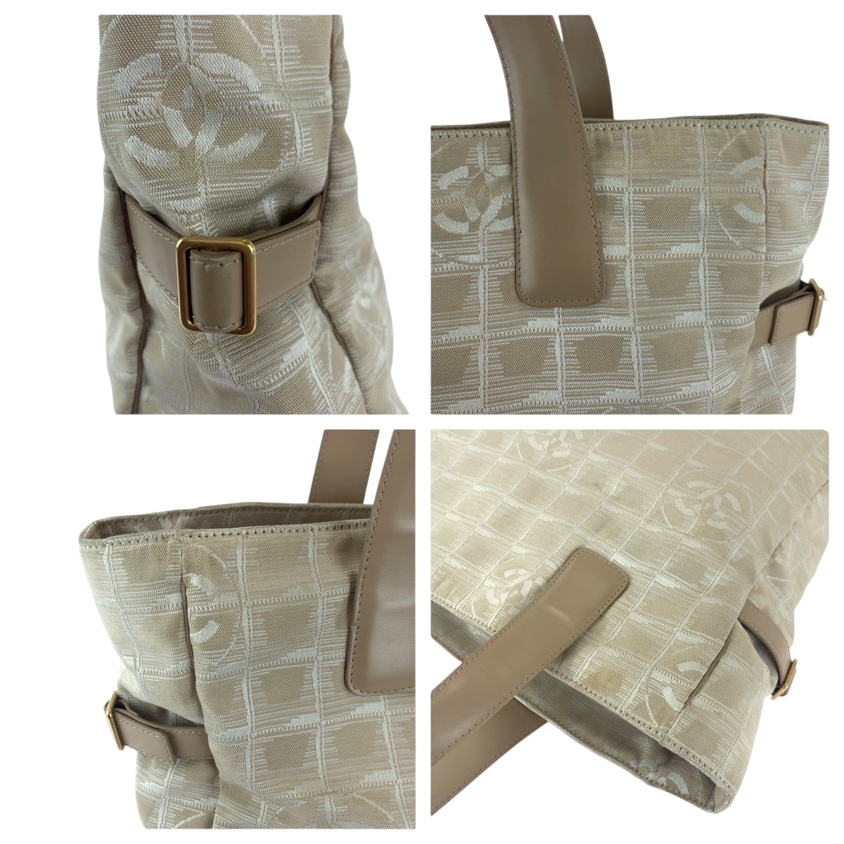 CHANEL Tote Bag Nylon Pink Beige Gold Metal New travel line GM COCO Mark