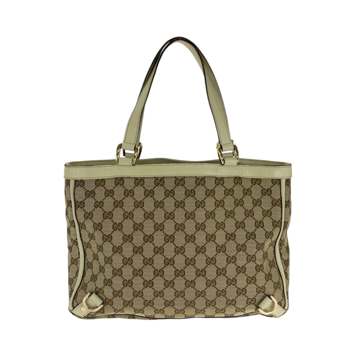 GUCCI Tote Bag 170004 GG canvas Beige Ivory Gold Metal