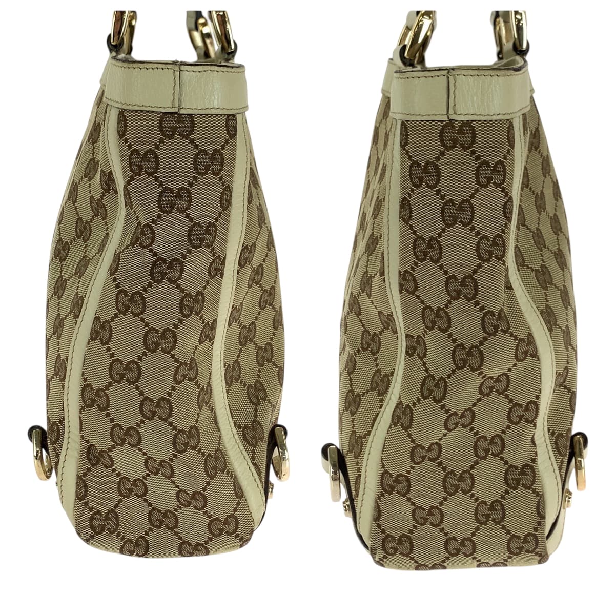 GUCCI Tote Bag 170004 GG canvas Beige Ivory Gold Metal