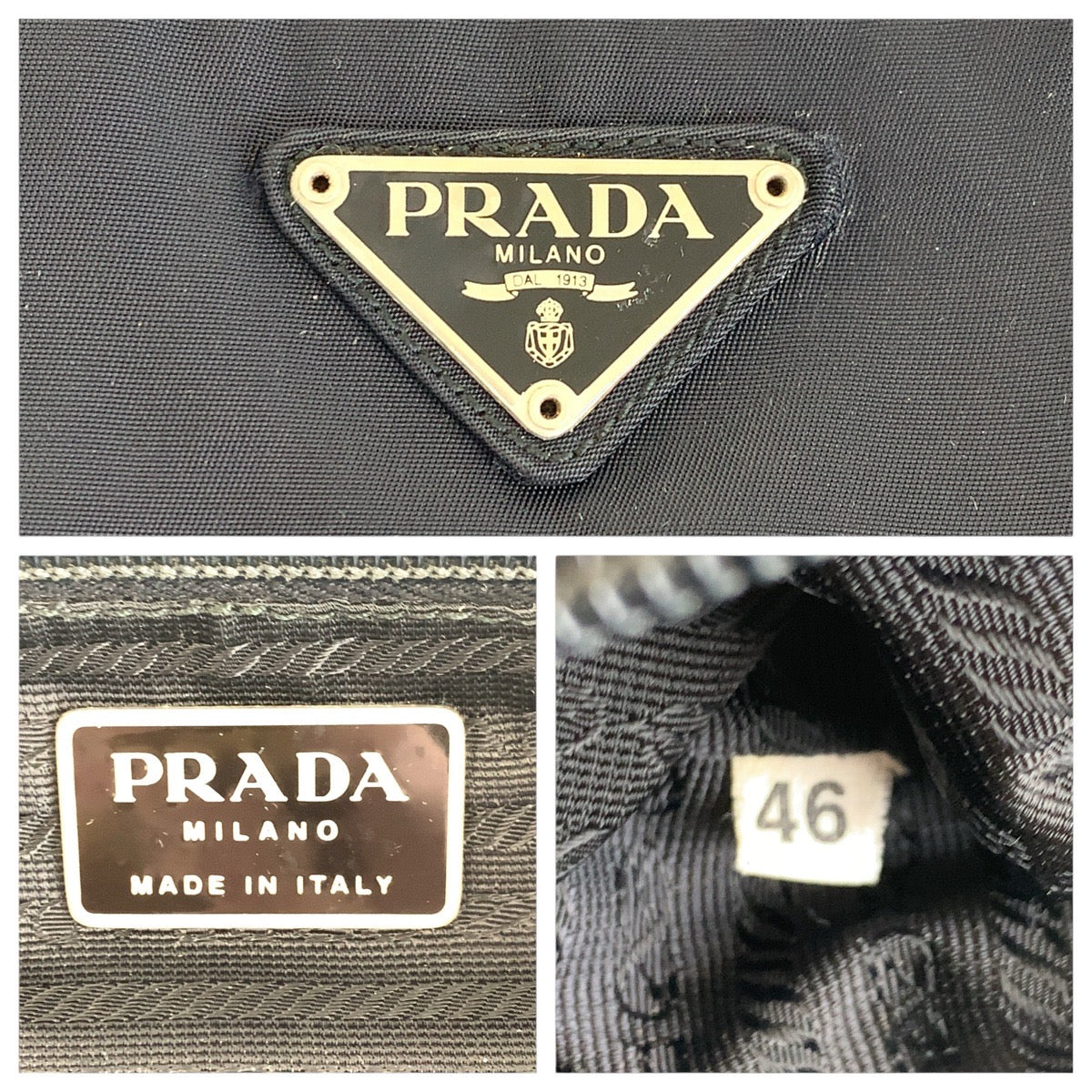 PRADA Tote Bag Nylon Black SilverMetal Test Triangle With logo