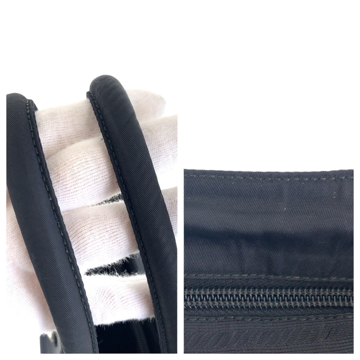 PRADA Tote Bag Nylon Black SilverMetal Test Triangle With logo